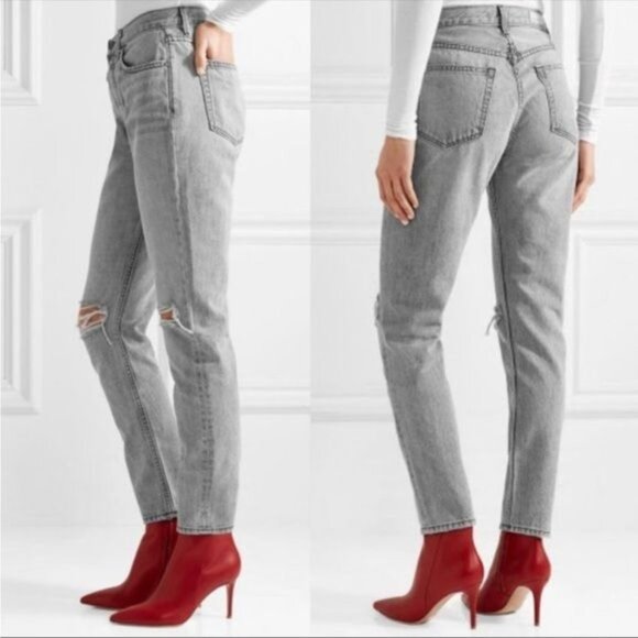 GRLFRND Karolina Lead Gray high rise distressed Ankle Denim Jeans 28 - Picture 9 of 9